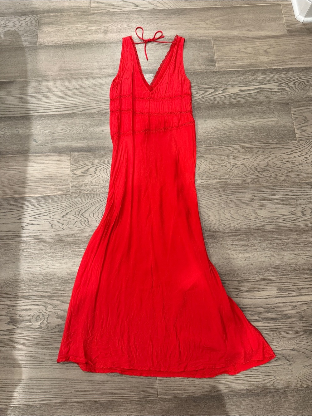 Princess Polly Red Sleeveless Halter V-Neck Maxi Dress